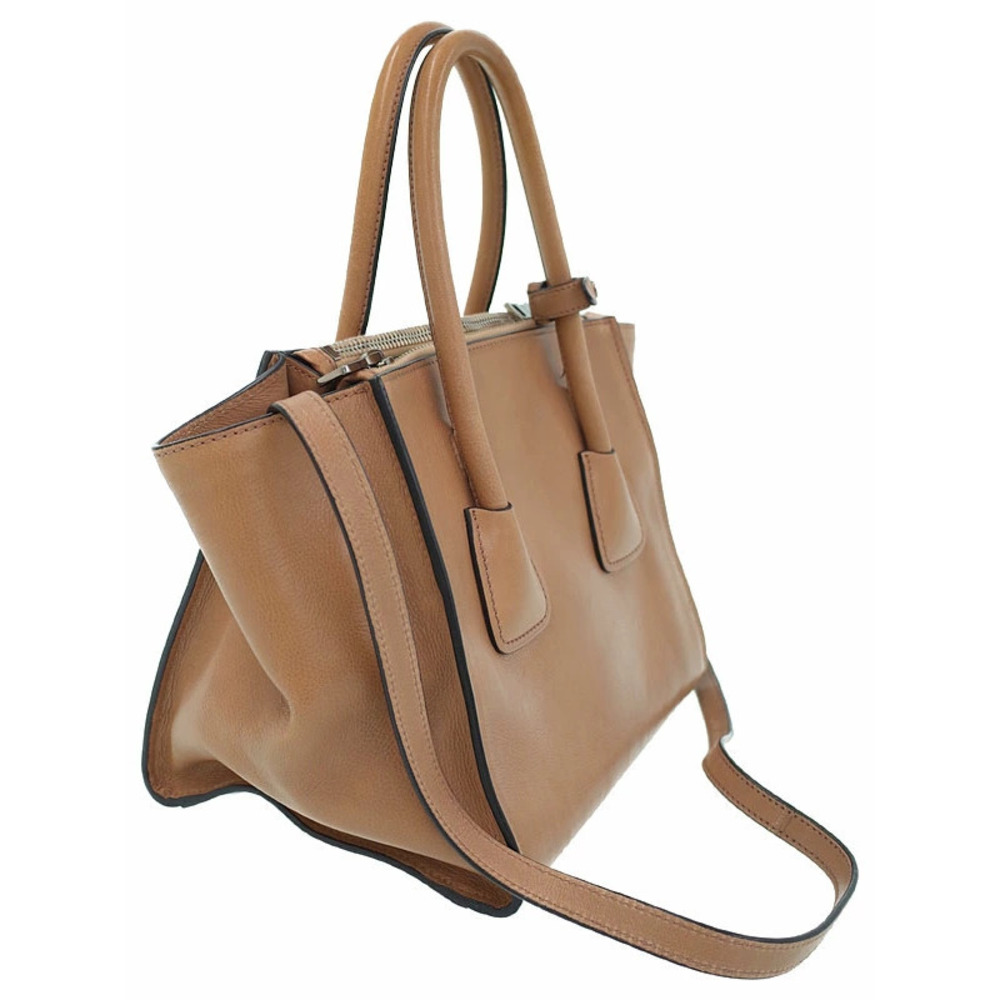 Prada City Calf Twin Pocket Tote 2way Cannella Brown View 2